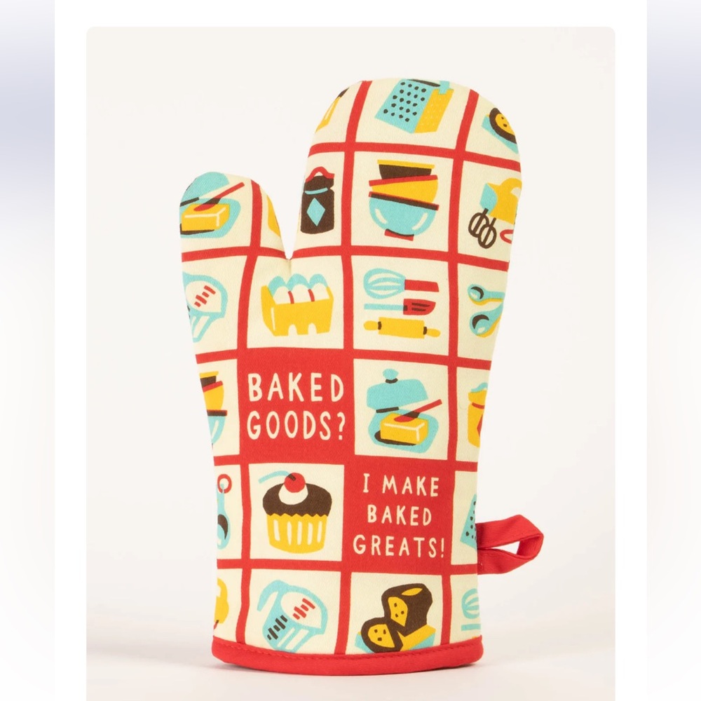 New BLUE Q Yellow and Red Baked Goods Kitchen Hot Pad Holder Mitt